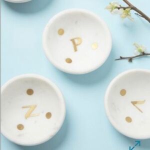 Anthropologie V Monogram marble trinket bowl